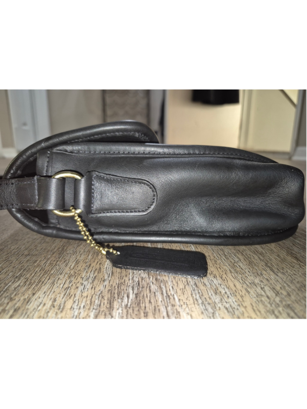 Women's Vtg Coach Leather Crossbody Bag One Size Black Gold - Picture 9 of 13